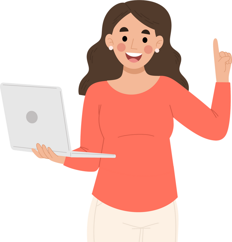 Illustration of business woman presenting on laptop